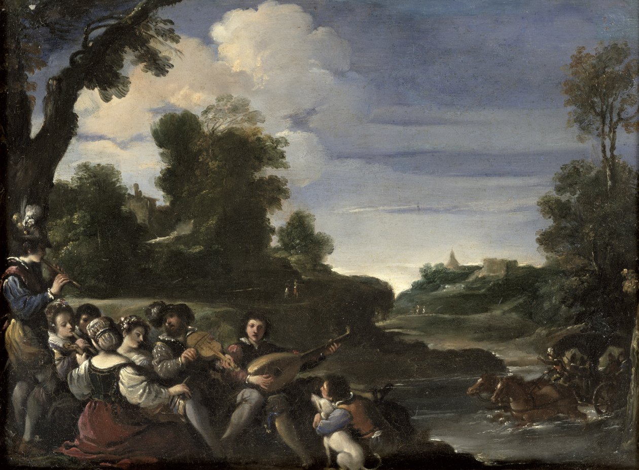 Sala koncertowa, 1617 autorstwa Giovanni Francesco Barbieri