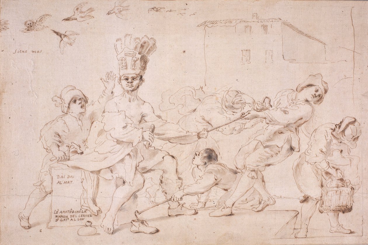 Rysunek Temat (tusz (sepia) na papierze (na kartonie)) autorstwa Giovanni Francesco Barbieri
