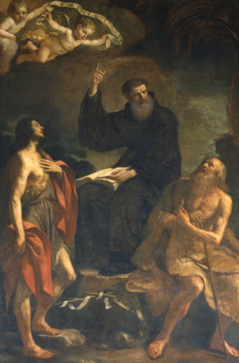 św. Augustyn, św. Jan i św. Hieronim autorstwa Giovanni Francesco Barbieri