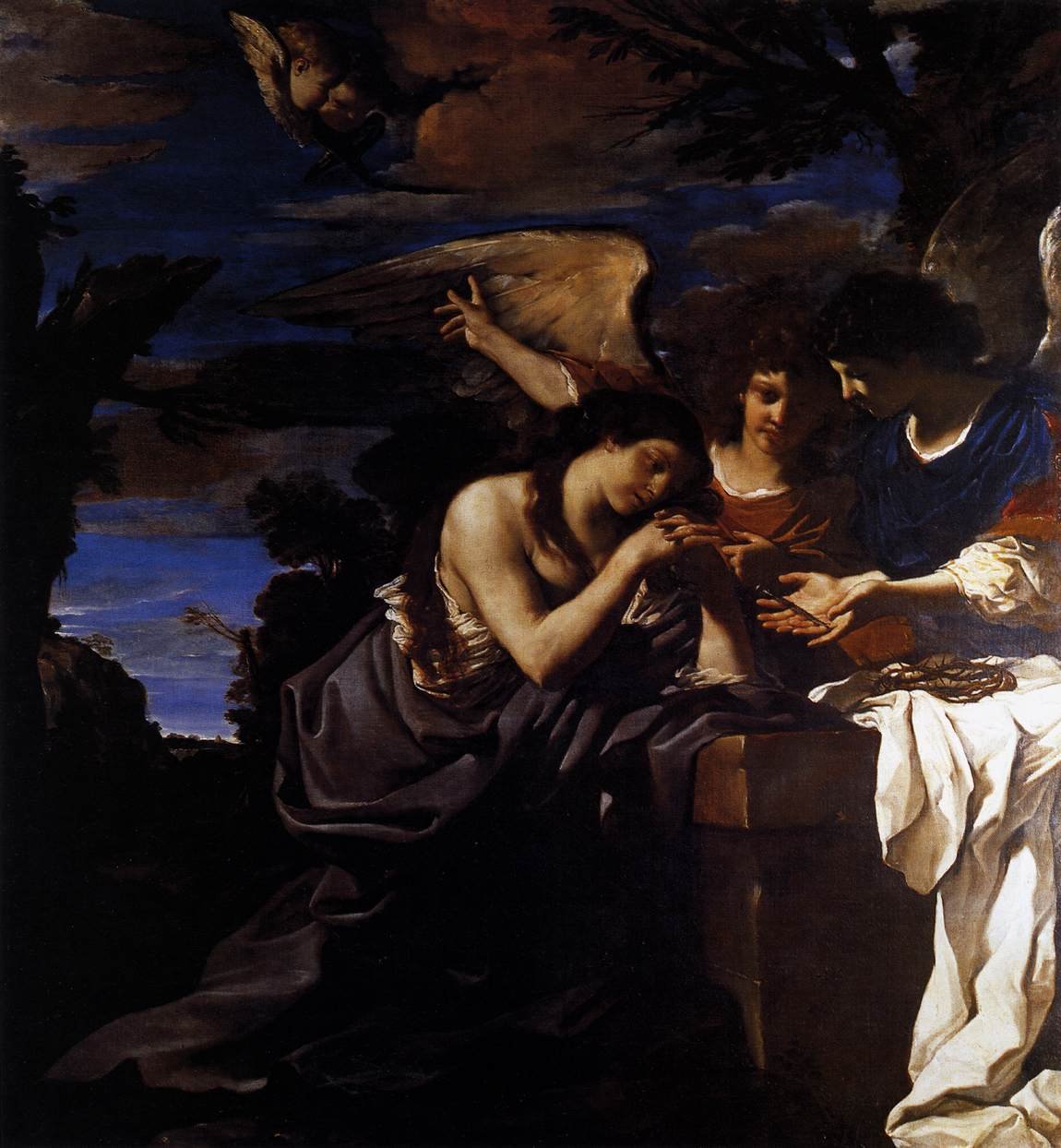 Magdalena i dwa anioły autorstwa Giovanni Francesco Barbieri