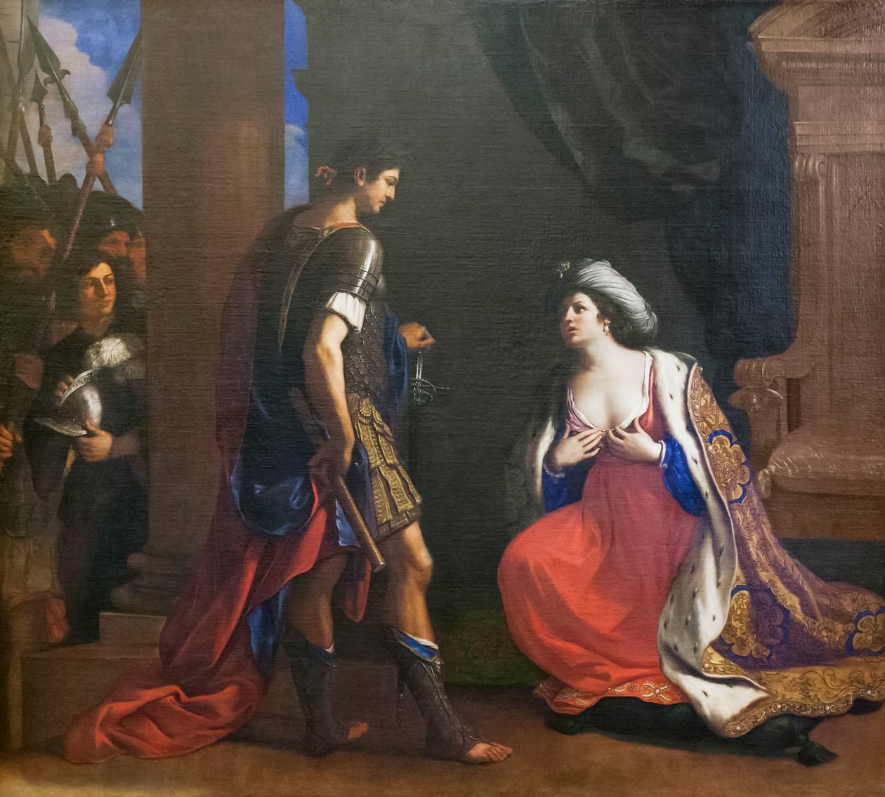 Kleopatra przed Oktawianem autorstwa Guercino (1591 1666)