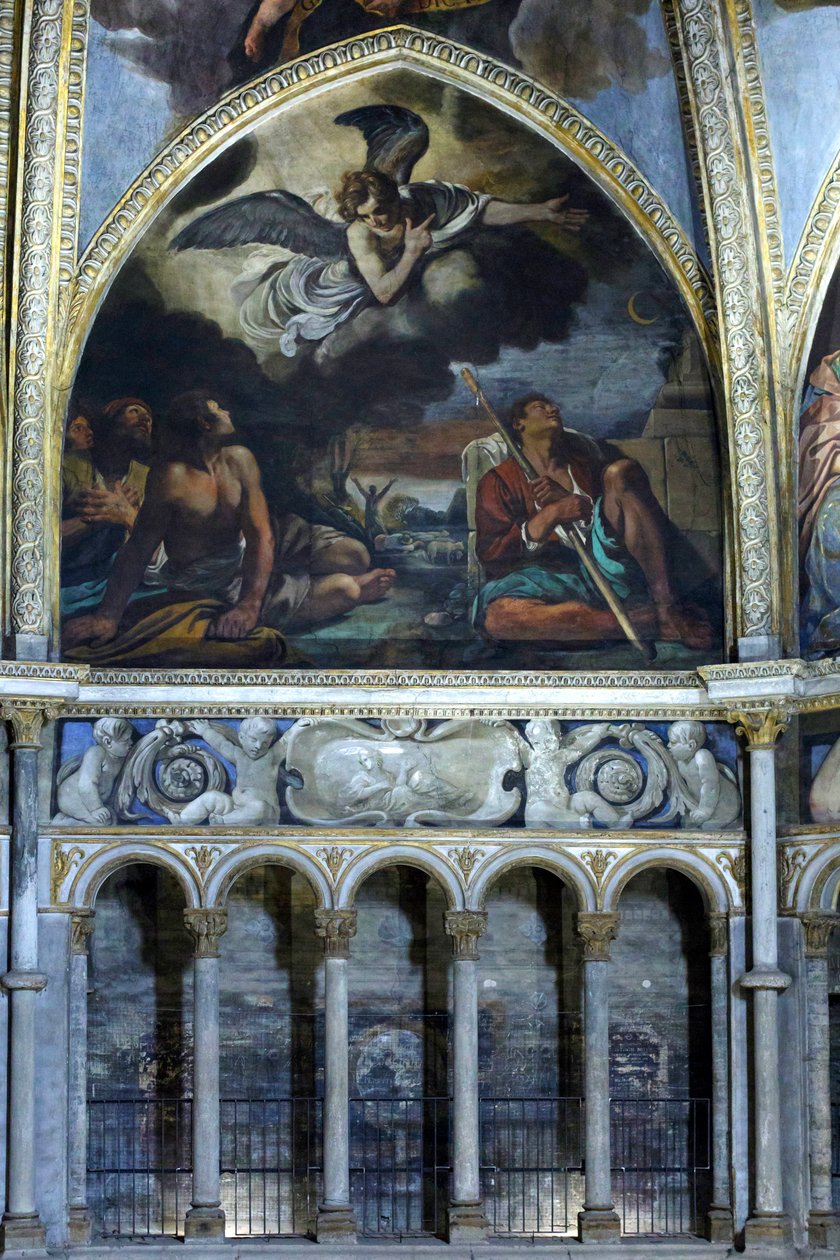 Fresk przedstawiający zwiastowanie pasterzom autorstwa Guercino (1591-1666)