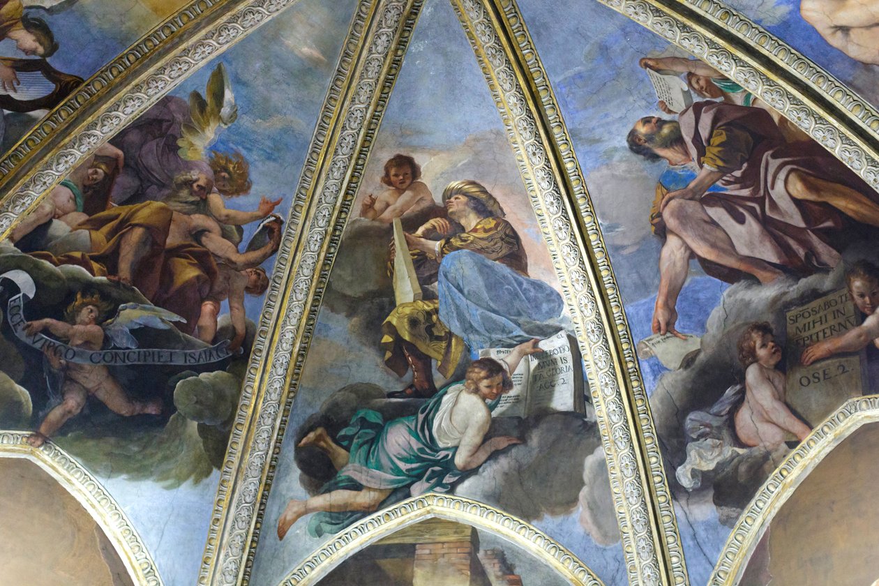 Fresk przedstawiający proroka Haggaję lub Aggeusza autorstwa Guercino (1591-1666)