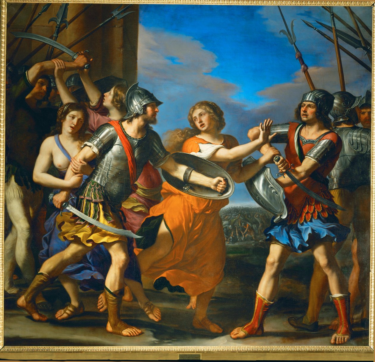 Hersilia rozdziela Romulusa i Tacjusza, króla Sabinów ... autorstwa Guercino (1591 1666)