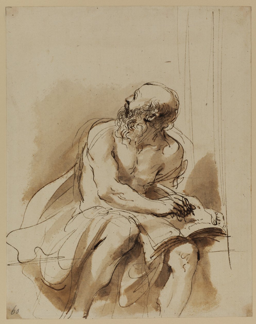 Siedząca figura świętego Hieronima autorstwa Guercino (1591 1666)