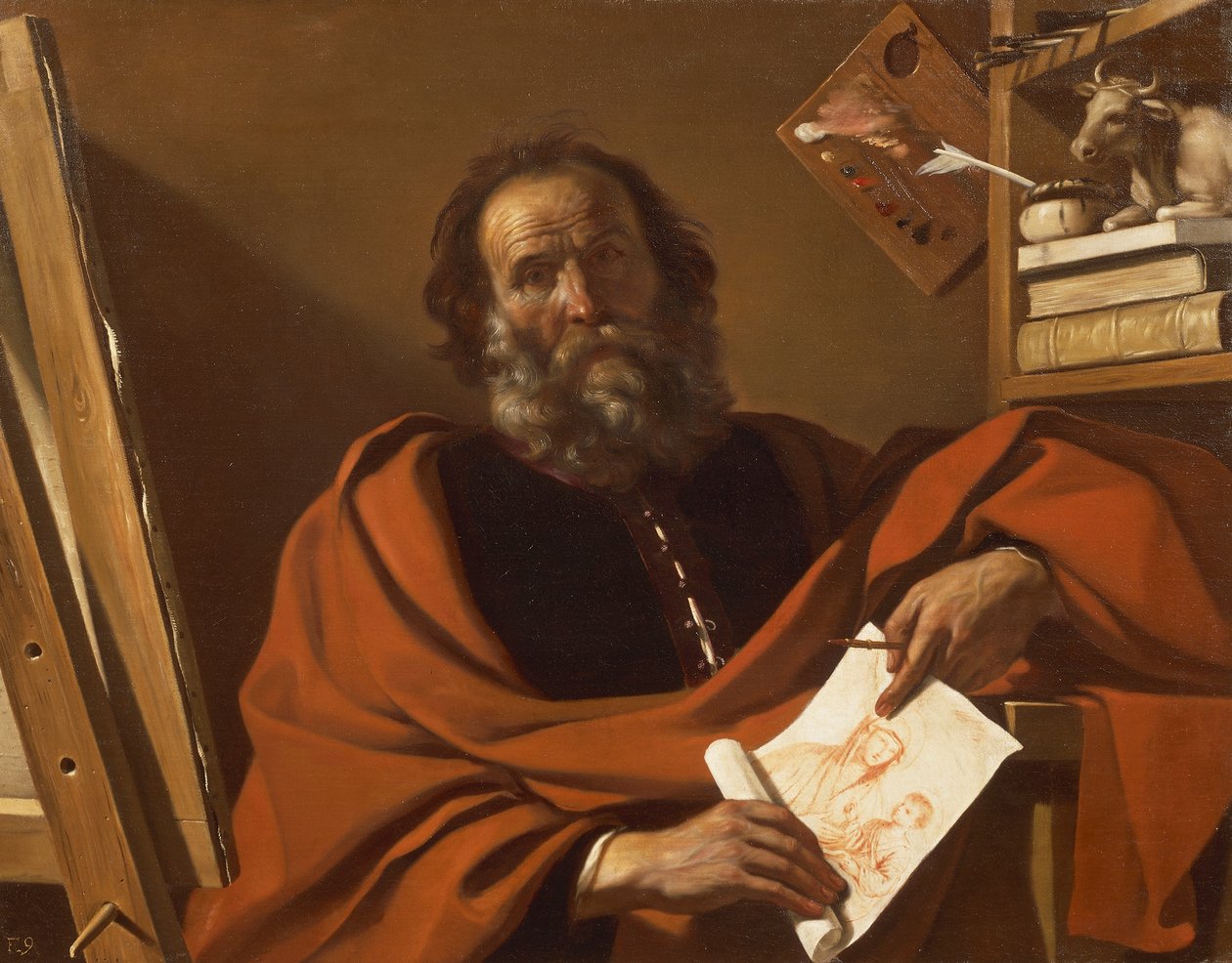 Święty Łukasz, autor Giovanni Francesco Barbieri, znany jako Guercino, olej na płótnie autorstwa Guercino