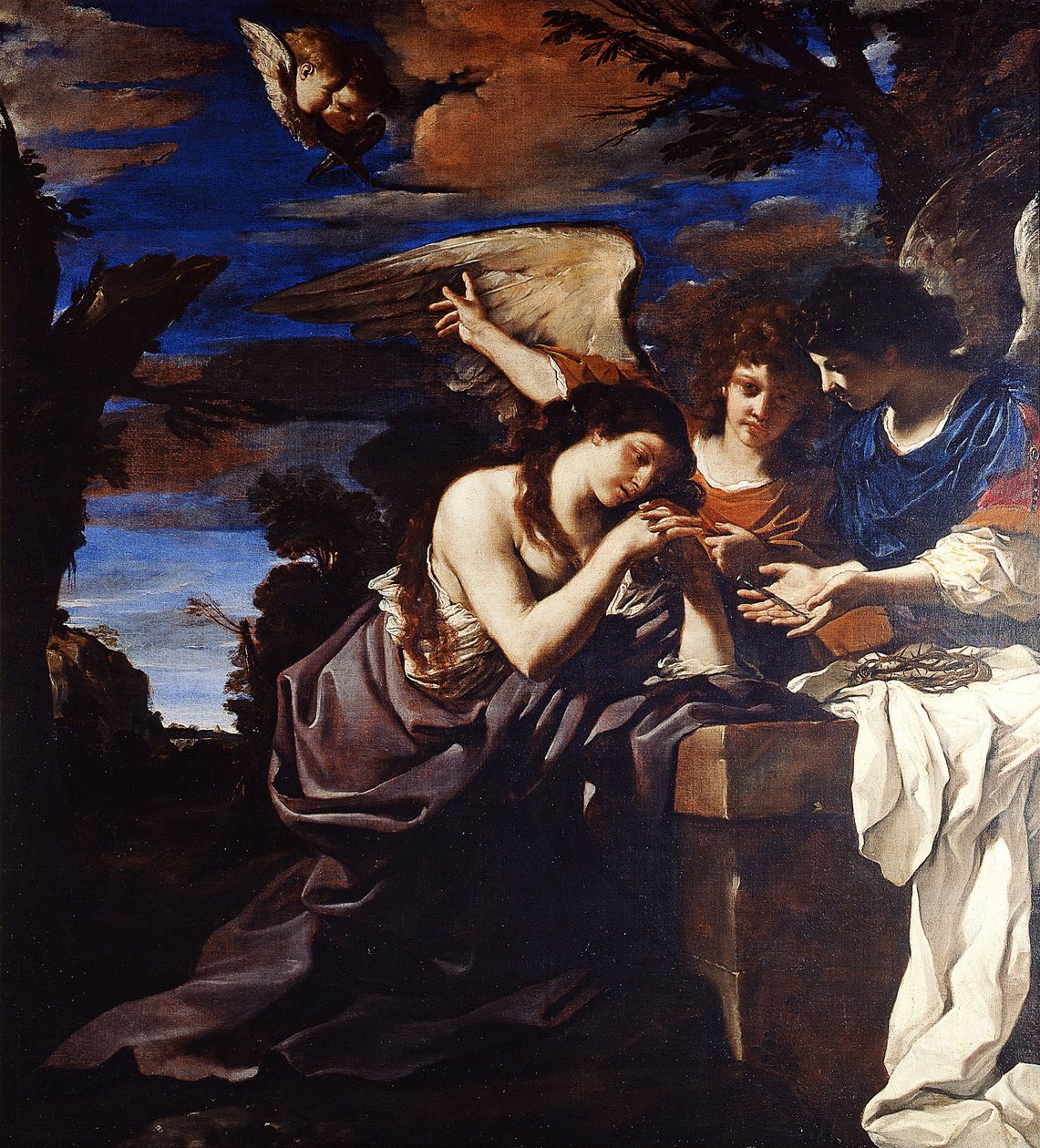 Pokutująca Maria Magdalena z dwoma aniołami autorstwa Guercino (1591 1666)