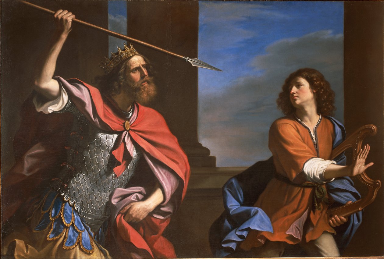 Saul atakuje Dawida (olej na płótnie) autorstwa Guercino