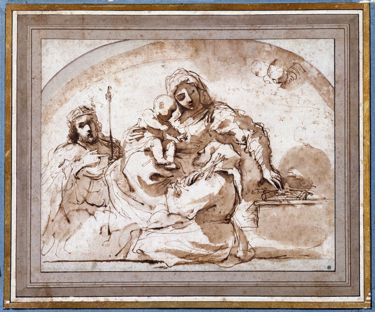 Dziewica ma Dzieciątko ze św. Ludwikiem i św autorstwa Guercino