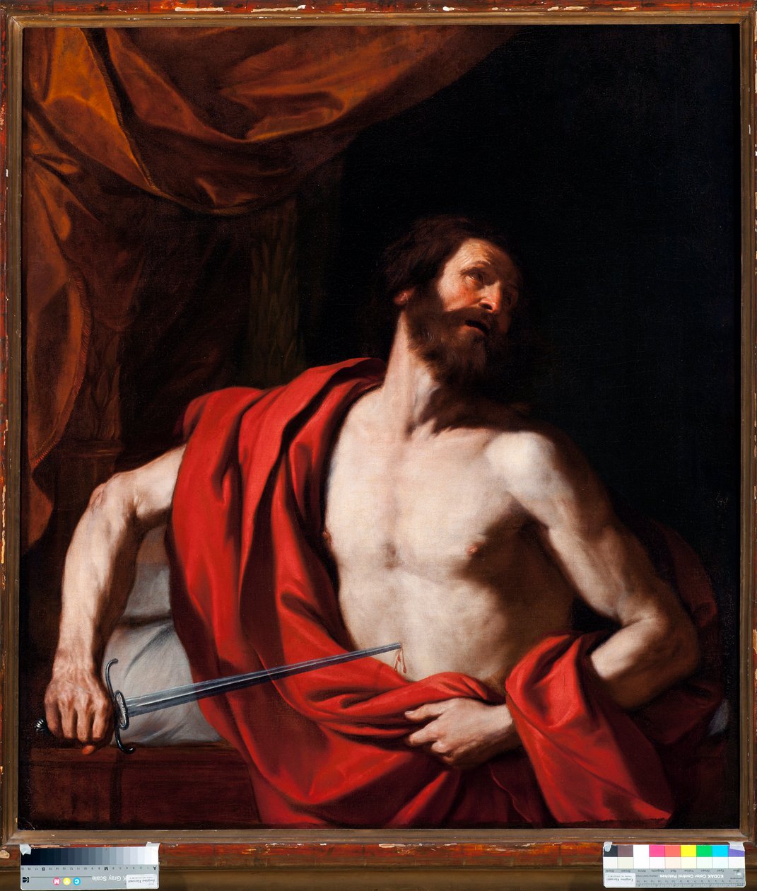 Samobójstwo Cato Uticusa (95-46 pne) Rzymski polityk (Cato Uticensis) (Samobójstwo Cato) Zamyka się w Utica, rzymski polityk Marcus Porcius Cato Uticencis zwany Catonem Młodym (95-46 pne) tra autorstwa Guercino