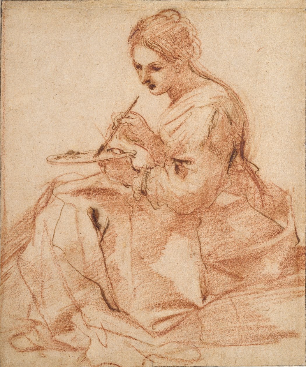 Kobieta malująca Alegoria malarstwa, c1618 autorstwa Guercino
