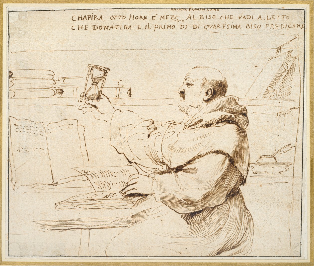 Karykatura Fra Bonaventura Bisi, 1655-1659 autorstwa Guercino
