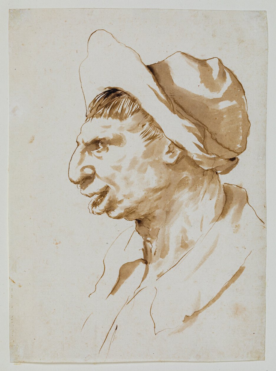 Głowa chłopa z profilu po lewej stronie autorstwa Guercino