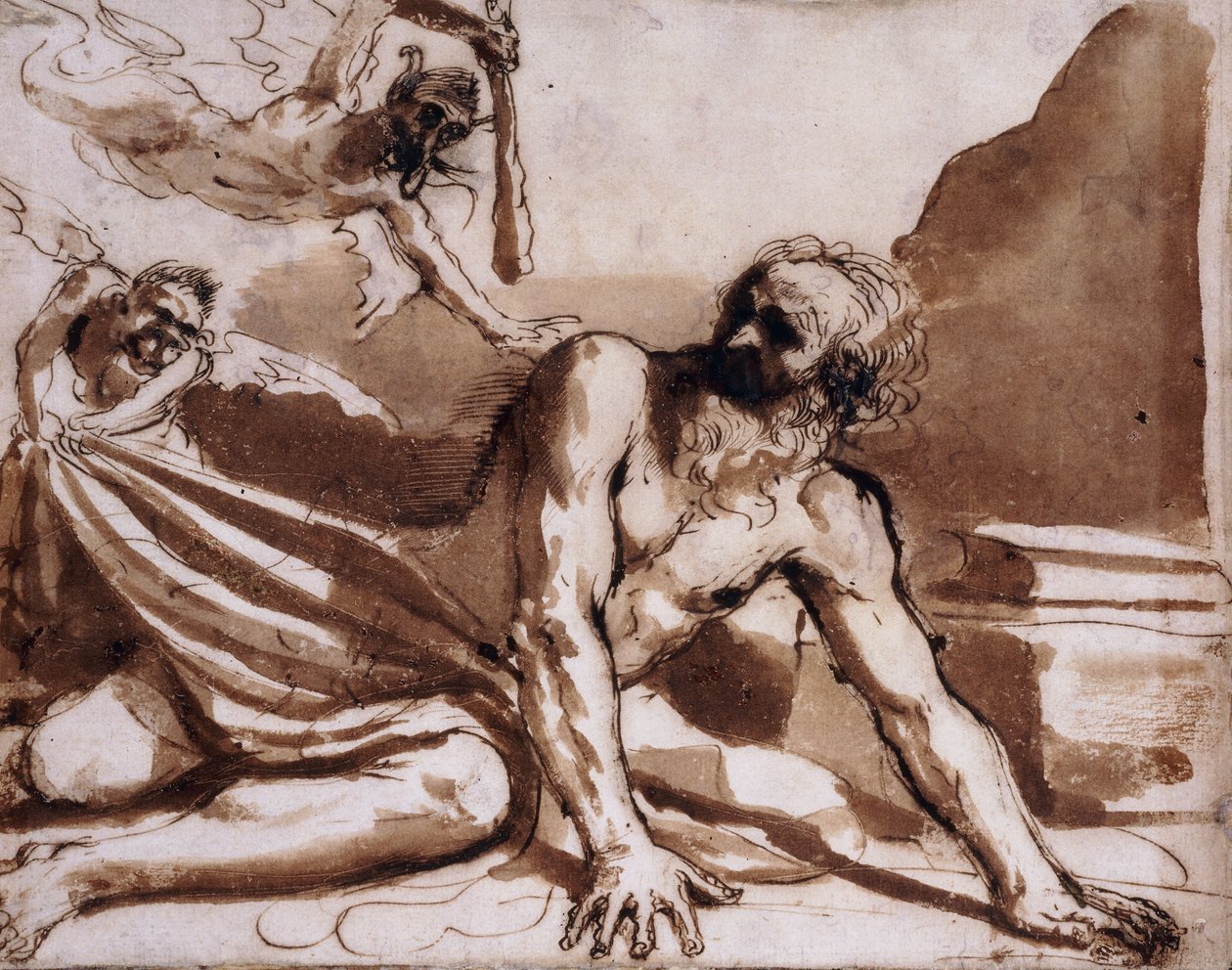 Święty Antoni bity przez diabły, autorstwa Guercino