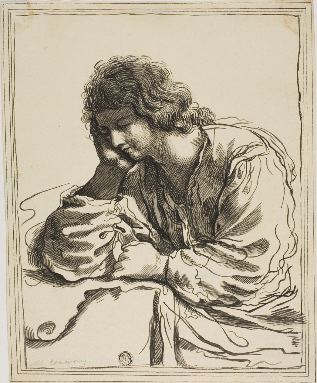 Św. Jan Ewangelista w medytacji autorstwa Guercino