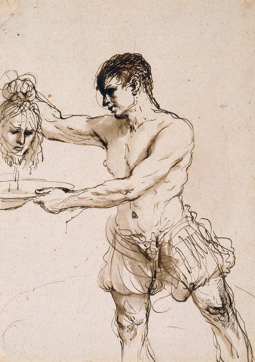 Kat trzymający Głowę św. Jana Chrzciciela, ok. 1637 autorstwa Guercino