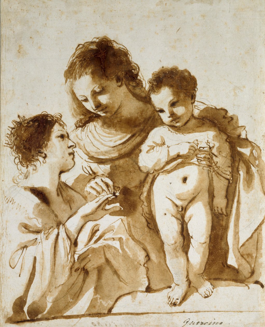 Mistyczne zaślubiny św Katarzyny, 1618-1619 autorstwa Guercino