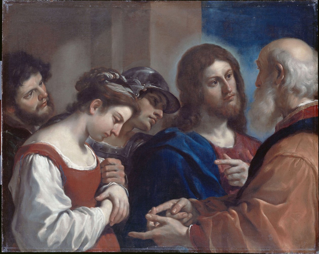 Kobieta pociągnięta do cudzołóstwa autorstwa Guercino