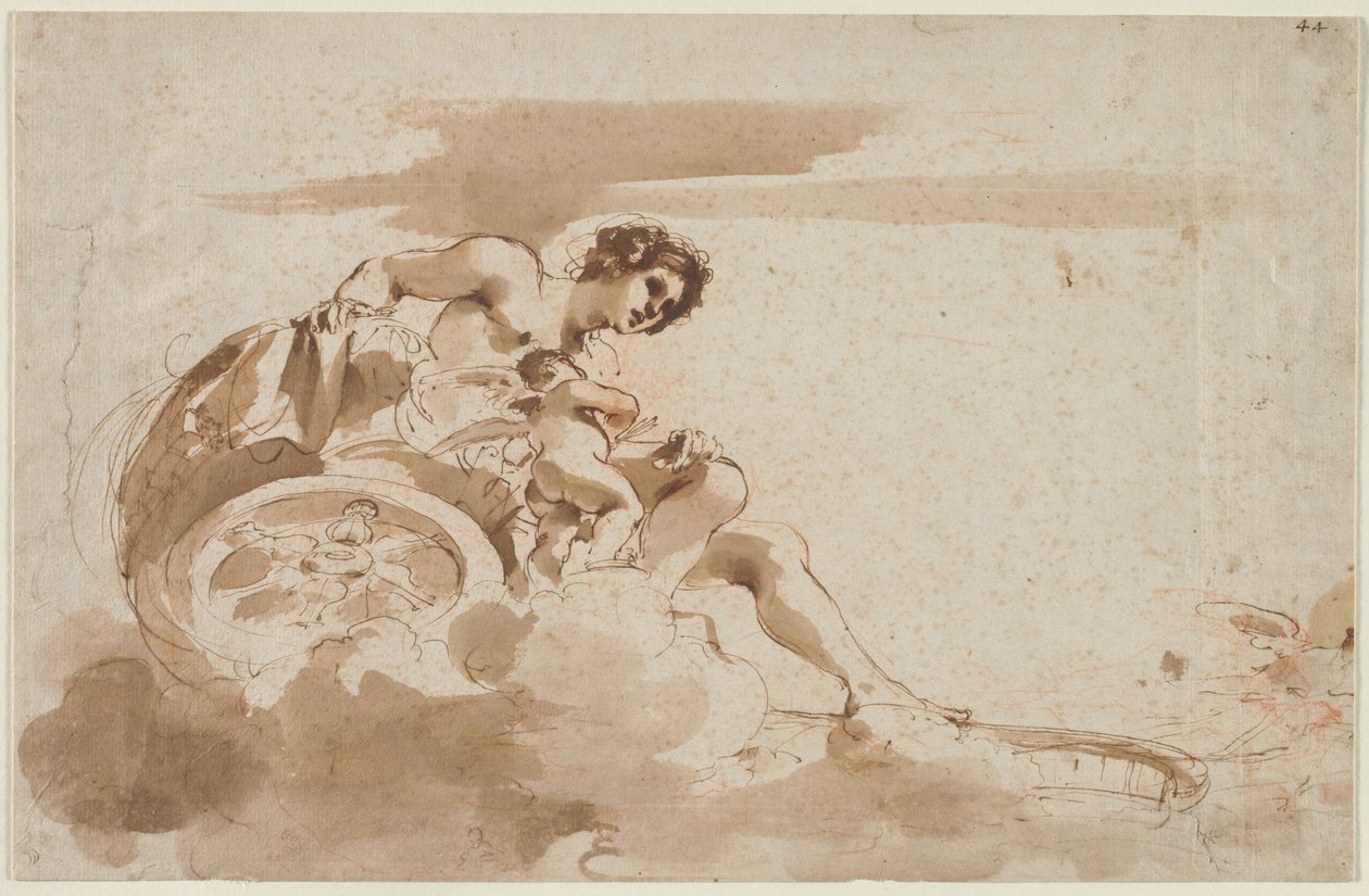 Wenus i Kupidyn w rydwanie, 1615-1617. autorstwa Guercino
