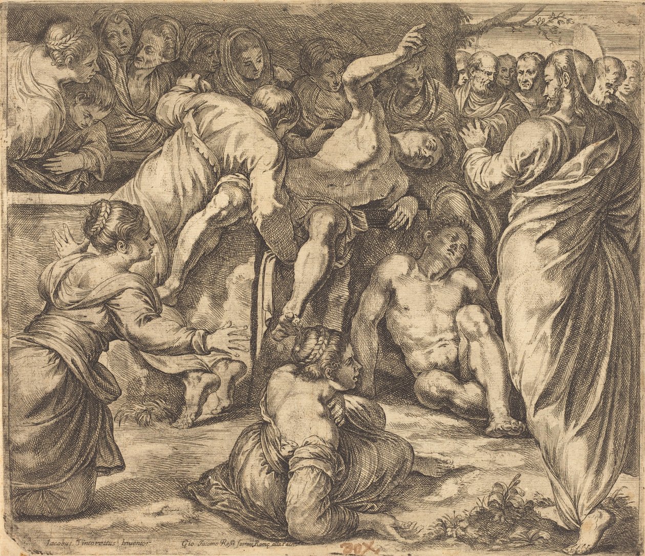 Wskrzeszenie Łazarza autorstwa Guglielmo Cortese after Tintoretto