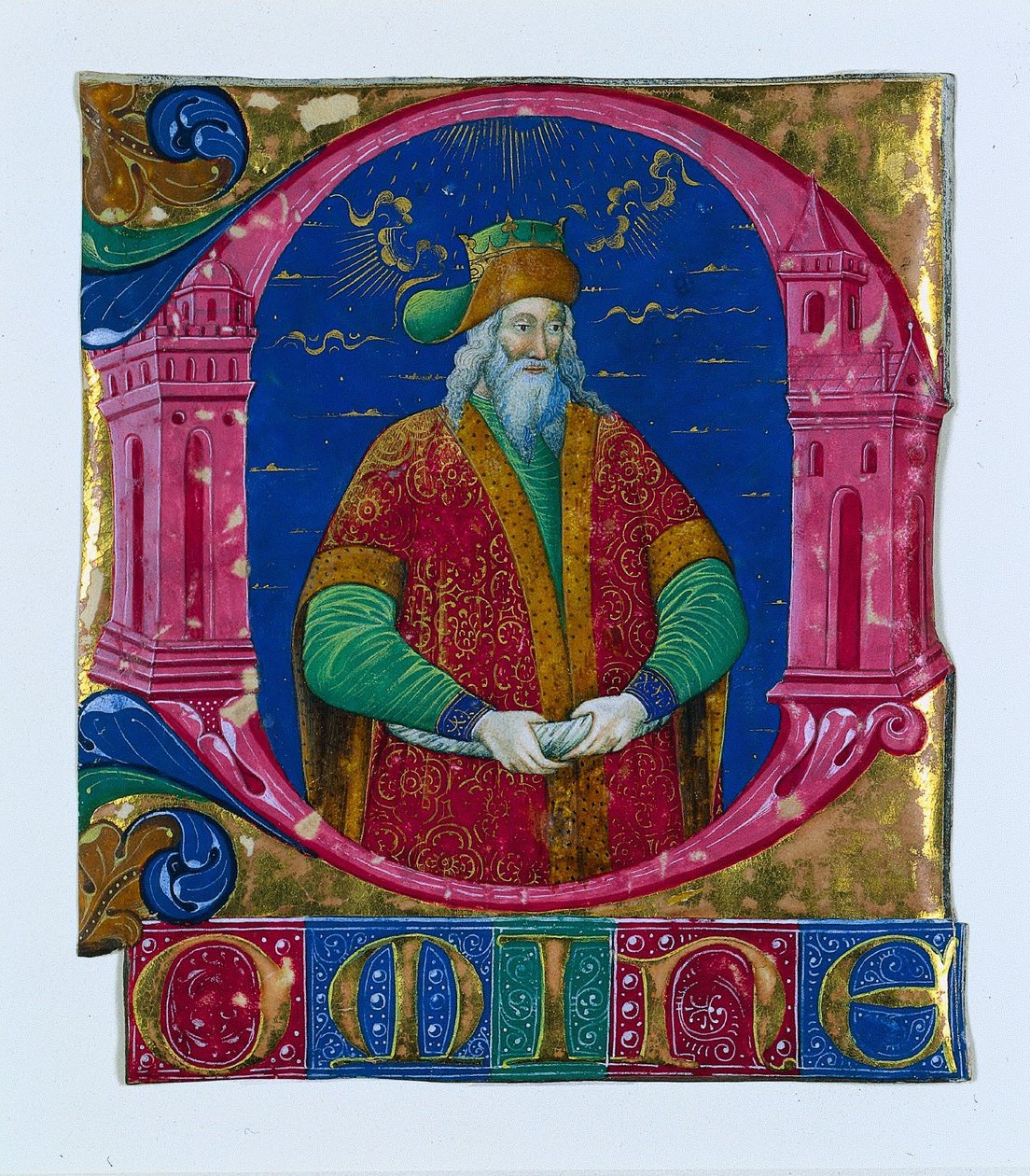 Inicjał D[omine] z księgi chóralnej: Król Salomon, ok. 1930 r. 1470-1480. autorstwa Guglielmo Giraldi del Magri [or del