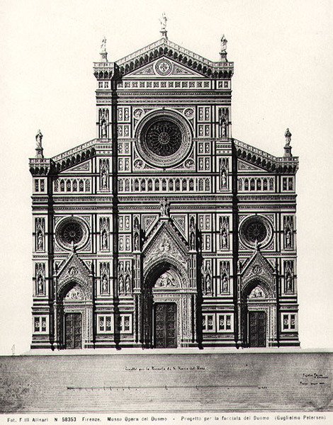 Projekt elewacji Santa Maria del Fiore lub Duomo we Florencji autorstwa Guglielmo Petersen