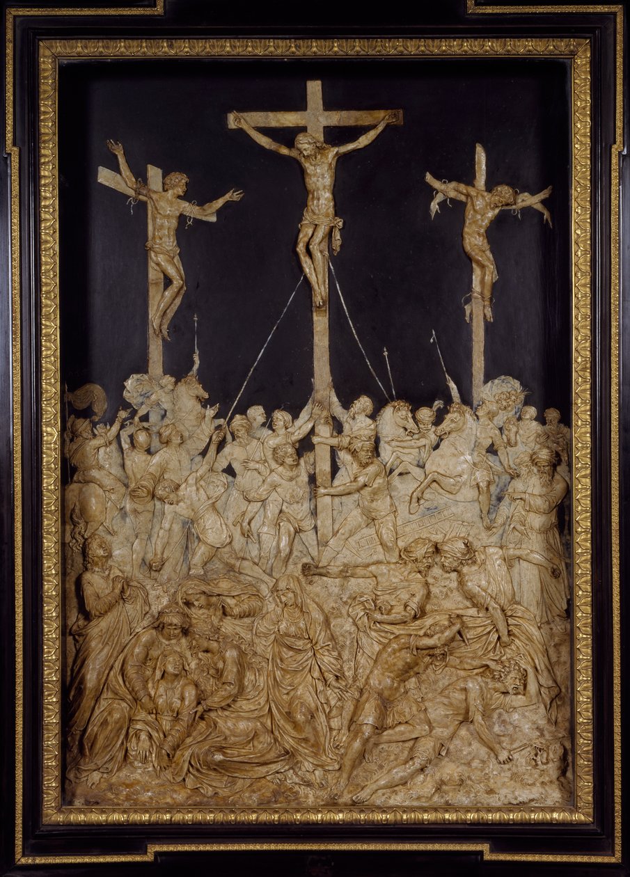 Ukrzyżowanie, przypisywane Guglielmo della Porta (1515-1577), płaskorzeźba woskowa, Włochy autorstwa Guglielmo della Porta