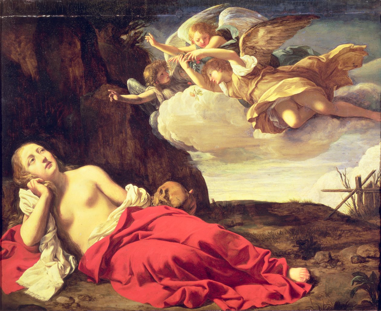 Pokutująca Maria Magdalena (olej na pokrytej cyną miedzi) autorstwa Guido Cagnacci