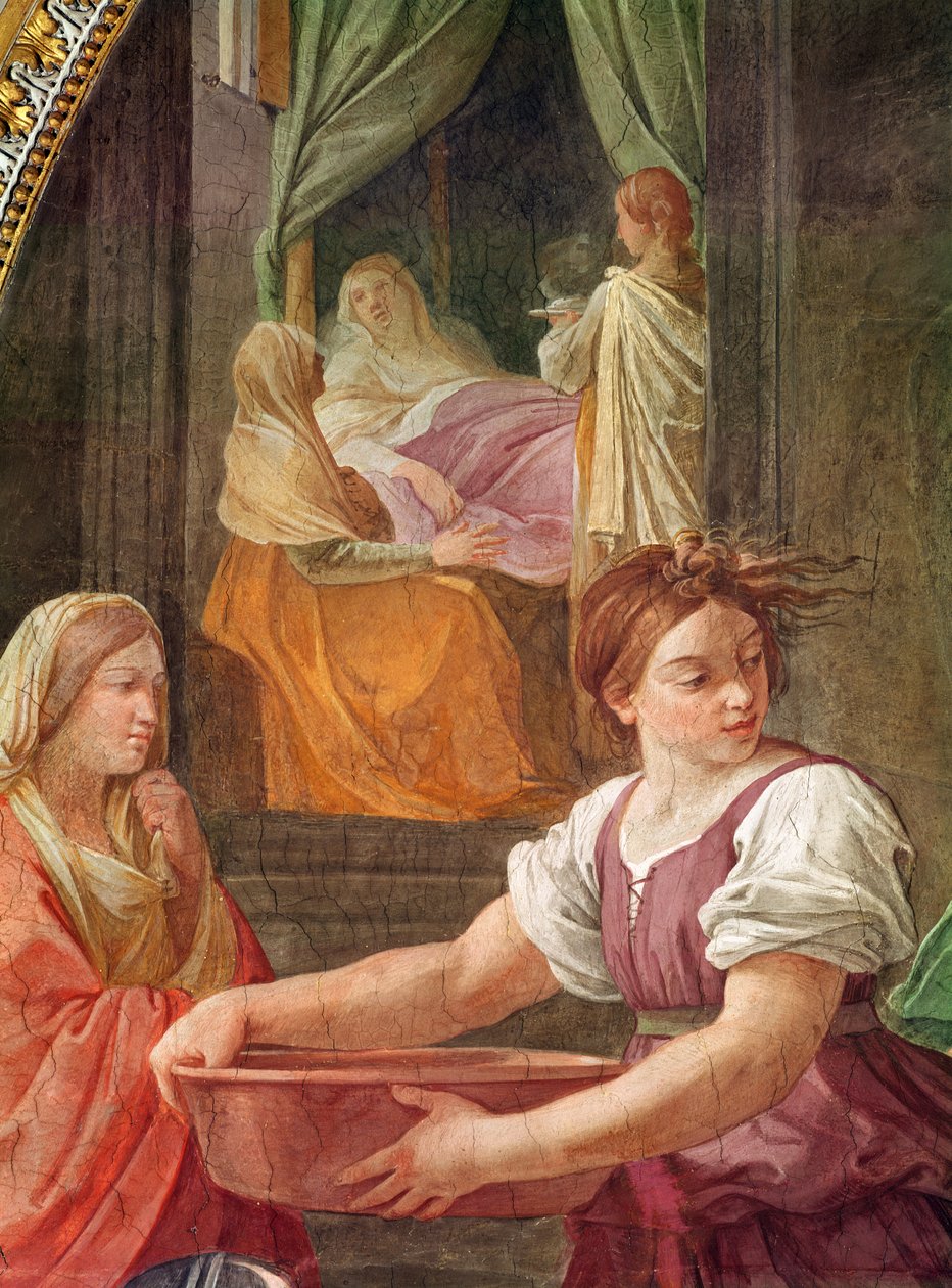Narodzenia Najświętszej Maryi Panny (fragment grupy niewiast wokół św. Anny), 1611 autorstwa Guido Reni