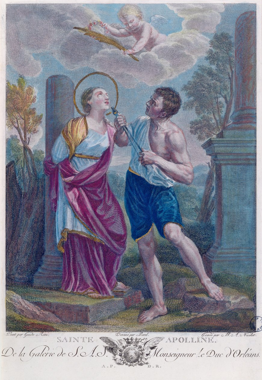 Św. Apollonia (kolor grawerunek) autorstwa Guido Reni