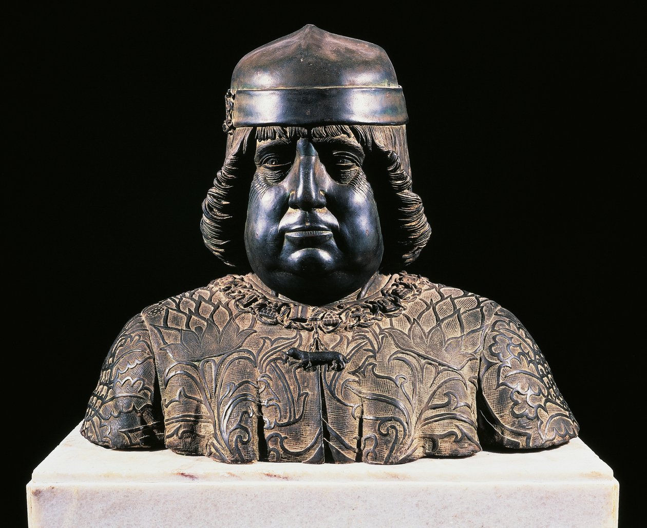 Popiersie Alfonsa Aragońskiego, ok. 1490, autorstwa Guido Mazzoniego (ok. 1450-1518), rzeźba z brązu, wysokość 42 cm, Włochy autorstwa Guido Mazzoni