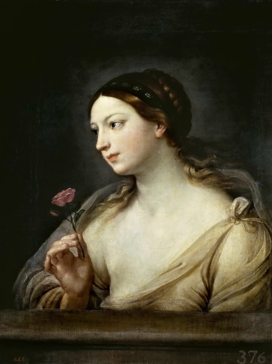 Dziewczyna z różą, 1630-1635. autorstwa Guido Reni