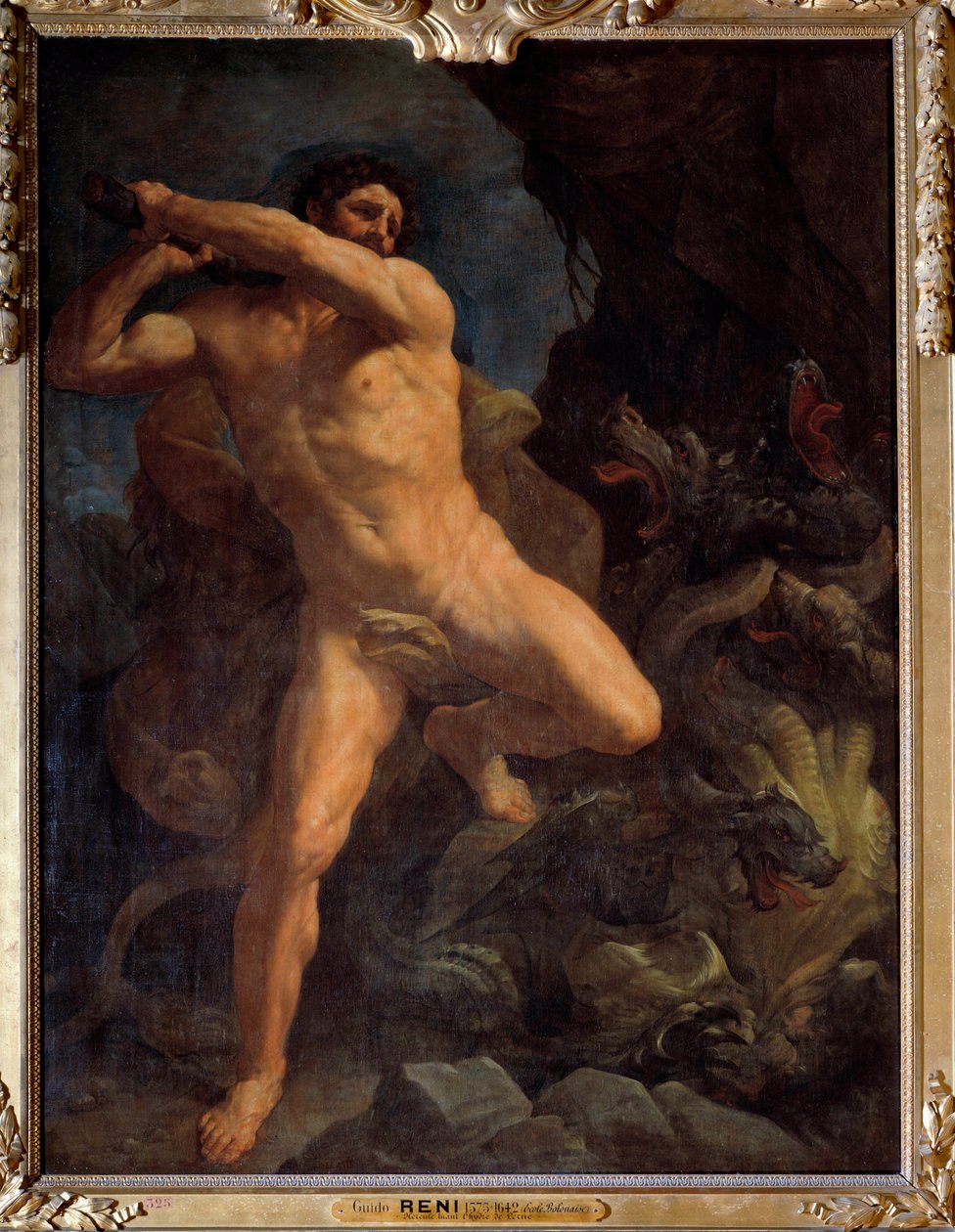 Hercules Terrassing Hydra z Lerne Obraz Guido Reni dit le Guide (1573-1642) 1617 Nd. 2,6x1,9 m² autorstwa Guido Reni