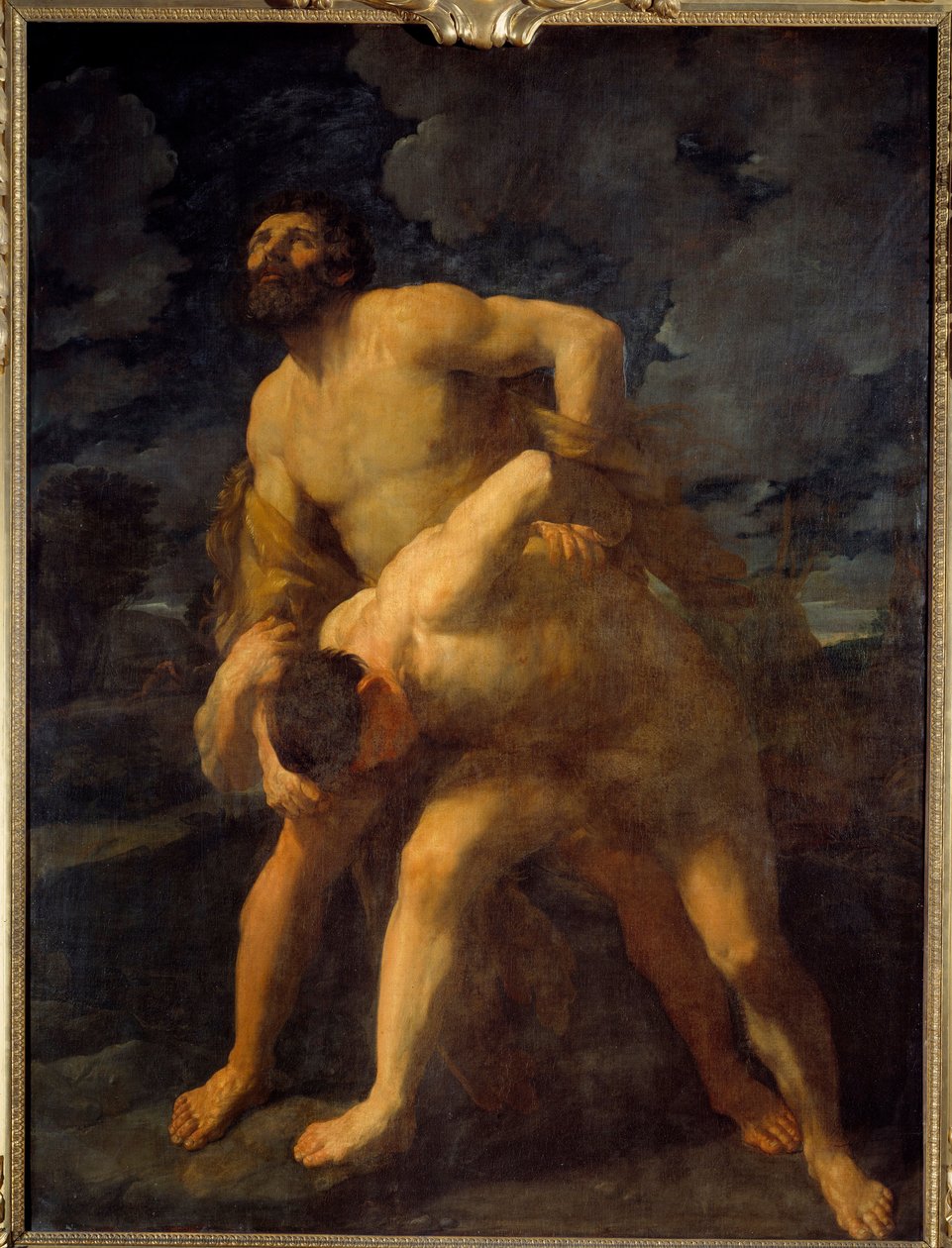 Herkules zmagający się z Acheloosem Herkulesem pokonuje grecką rzekę. Obraz Guido Reni dit le Guide (1575-1642) 1620 Nd. 2,61 x 1,92 m² autorstwa Guido Reni