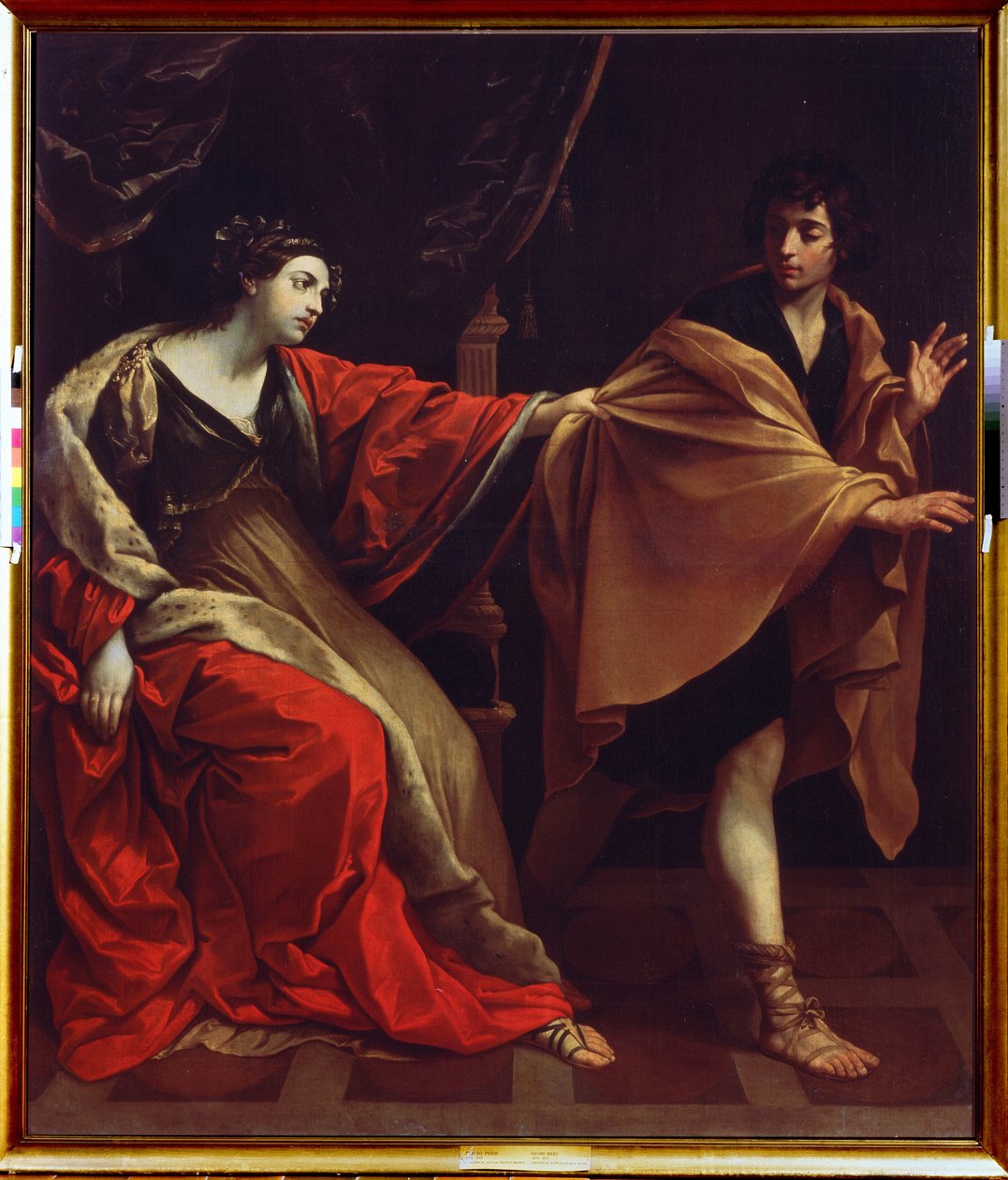 „Żona Józefa i Potyfara” (żona Józefa i Potyfara) Józef ucieka przed żoną Potyfara (Potyfar), próbując go uwieść. Obraz Guido Reni, znany jako Le Guide (1575-1642) 1626 Muzeum Puszkina, Moskwa autorstwa Guido Reni