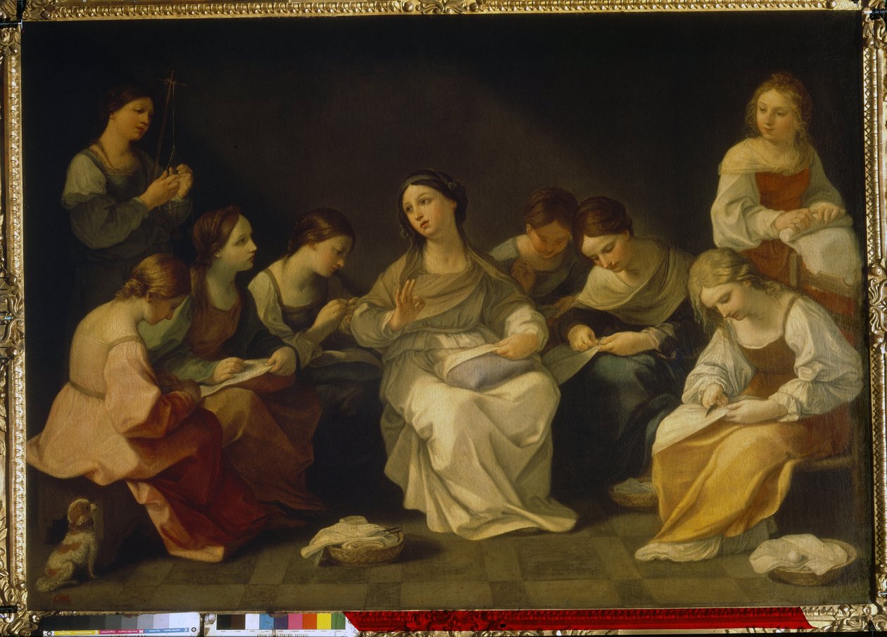 Wychowanie Dziewicy. (Edukacja Dziewicy). Obraz Guido Reni (1575-1642), olej na płótnie autorstwa Guido Reni