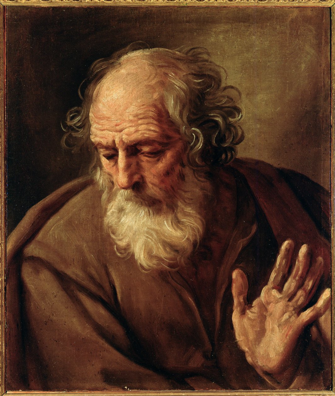 Portret św. Józefa Obraz Guido Reni dit The Guide (1575-1642) 1640-1642 Olej na płótnie Ciemny 65x53 cm Rzym, Narodowa Galeria Sztuki Starożytnej, Palazzo Corsini autorstwa Guido Reni