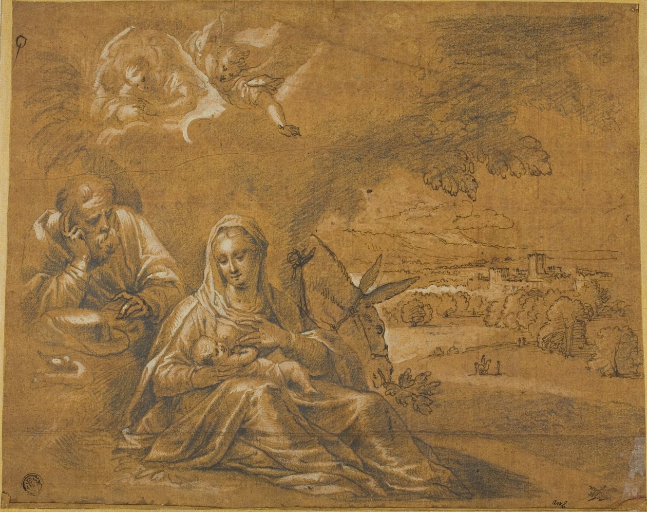 Odpoczynek podczas lotu do Egiptu autorstwa Guido Reni