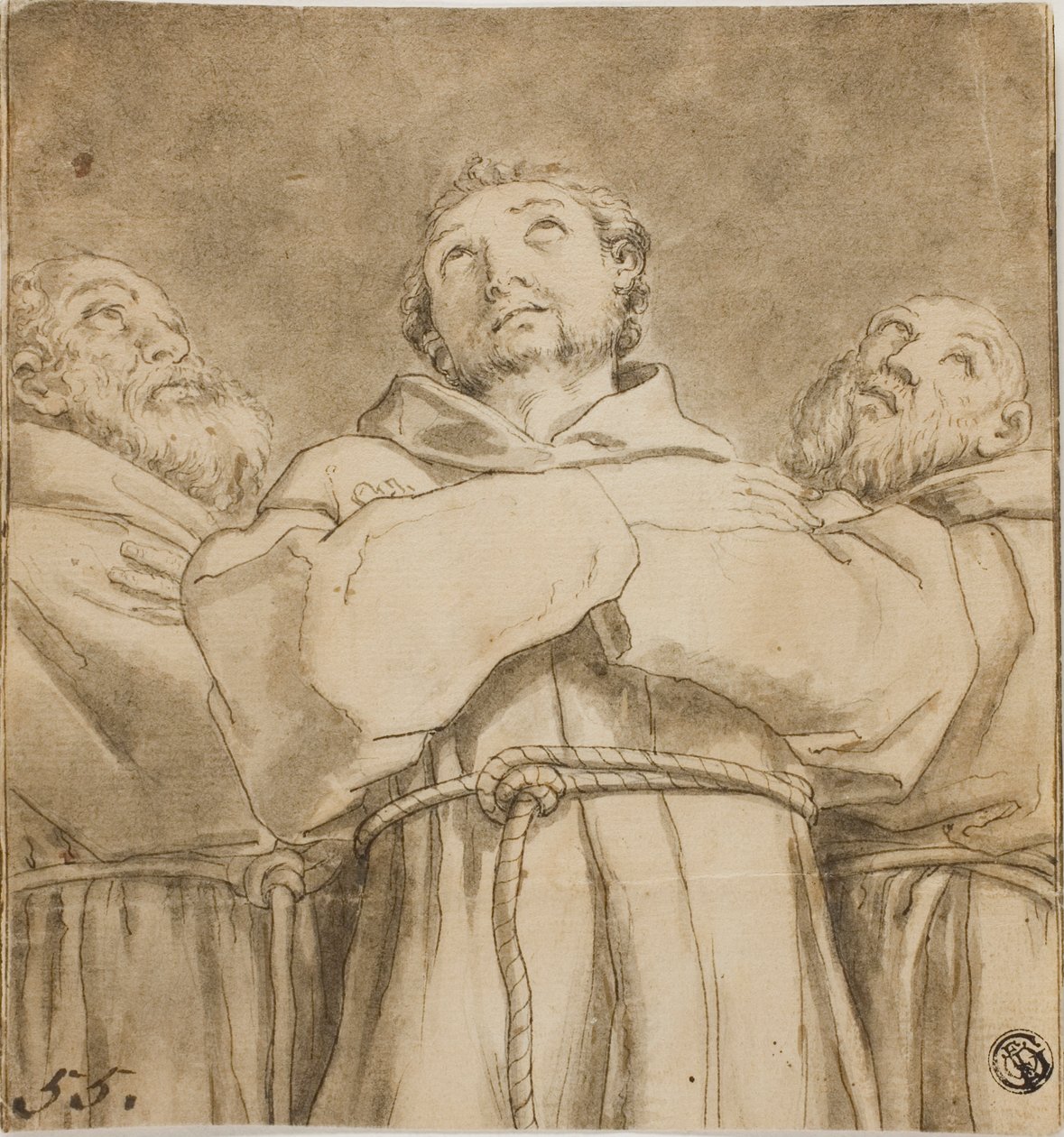 Św. Franciszek z Asyżu z dwoma mnichami swojego Zakonu autorstwa Guido Reni
