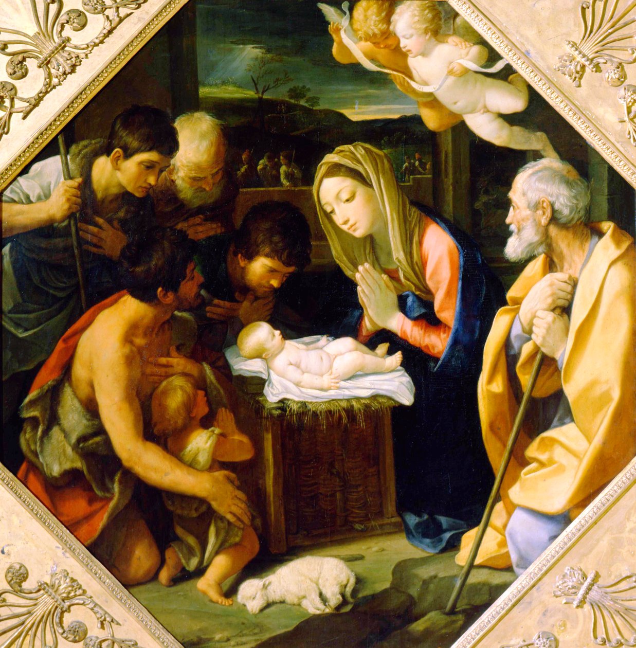Adoracja Dzieciątka Jezus, ok. 1640 autorstwa Guido Reni
