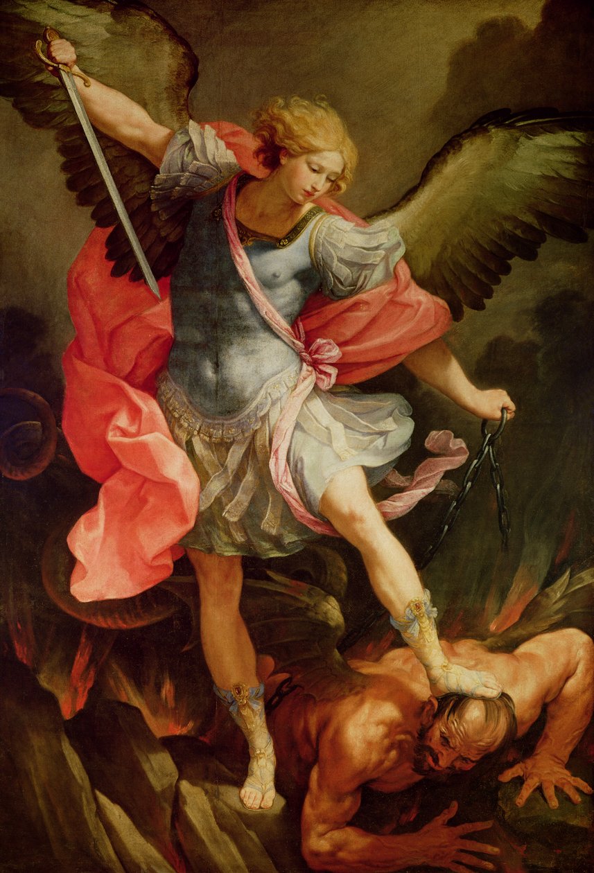 Archanioł Michał pokonujący Szatana (olej na płótnie) autorstwa Guido Reni