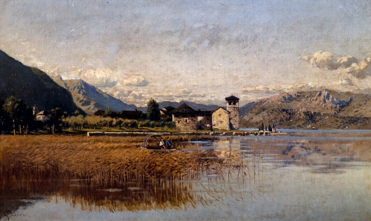 Jezioro Mezzola (olej na płótnie) autorstwa Guido Ricci