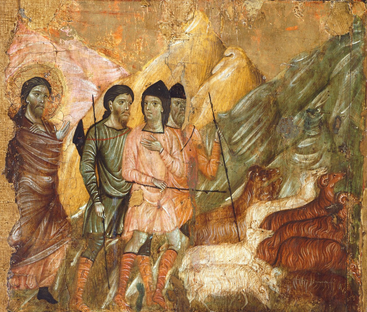 Majesty, autorstwa Guido da Siena (ok. 1230-ok. 1290), Detal. Sala Filarów, Palazzo Pubblico (Ratusz), Siena, Włochy autorstwa Guido da Siena