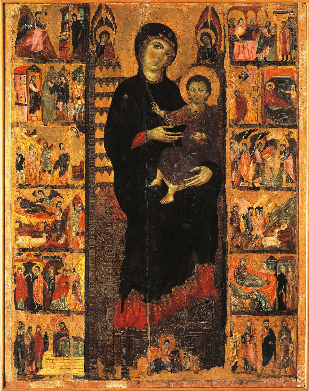 Majesty, autorstwa Guido da Siena (ok. 1230-ca 1290), detal, Sala Filarów, Palazzo Pubblico (ratusz), Siena, Włochy autorstwa Guido da Siena
