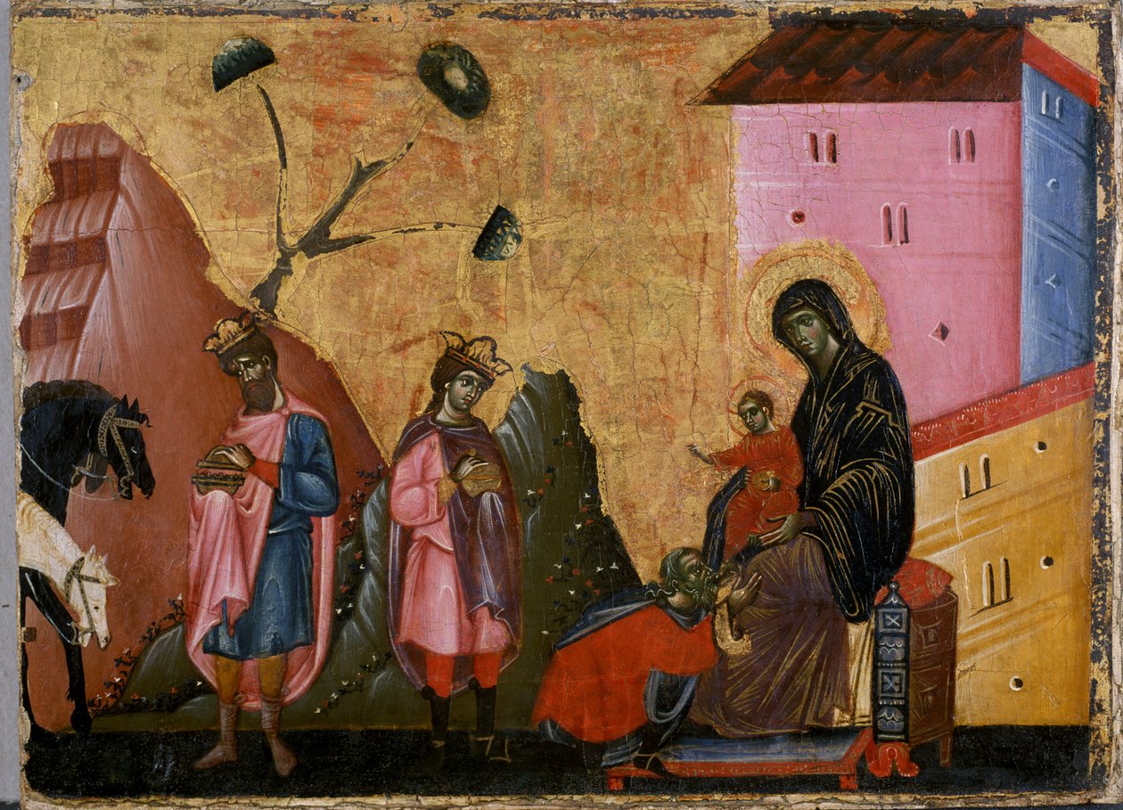 Pokłon Trzech Króli (tempera na drewnie) autorstwa Guido da Siena