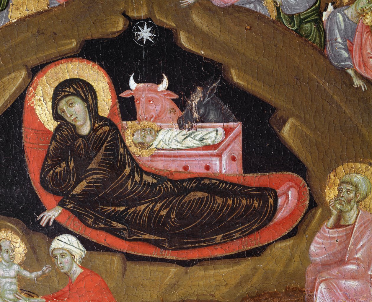 Szopka, fragment z życia Chrystusa - tempera na drewnie autorstwa Guido da Siena