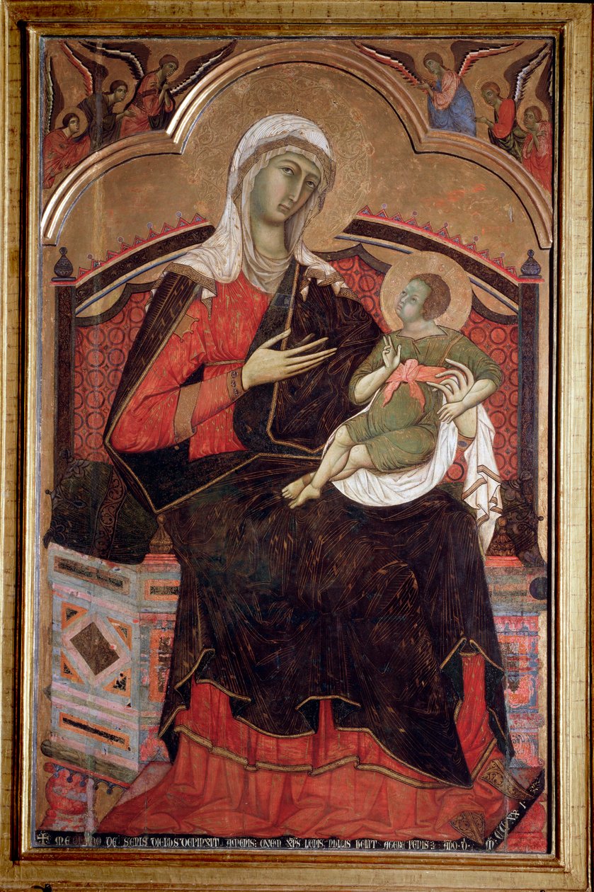 Dziewica z Dzieciątkiem Dziewica Maryja z Dzieciątkiem Jezus - Obraz Guido da Siena (czynny w latach 1260-1280) autorstwa Guido da Siena