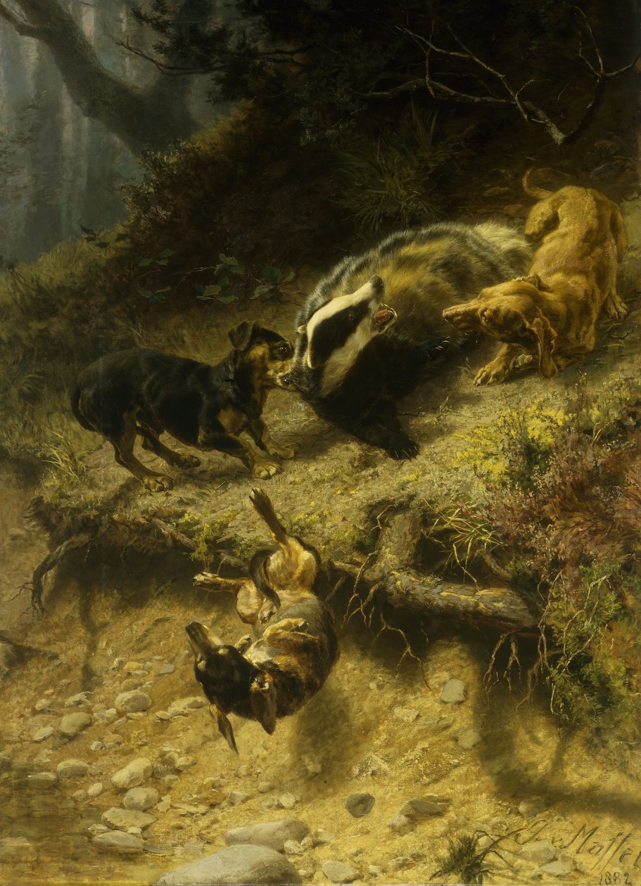 Jamniki na borsuku, 1882 autorstwa Guido von Maffei