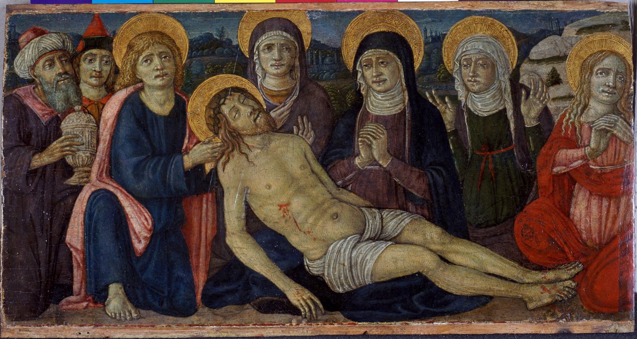 Opłakiwanie Chrystusa, ok. 1500 (tempera na drewnie) autorstwa Guidoccio di Giovanno Cozzarelli