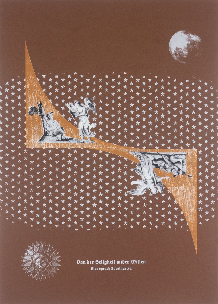 Involuntary Bliss, Thus Spoke Zarathustra, 2025 (drzeworyt i sitodruk) autorstwa Guilherme Pontes